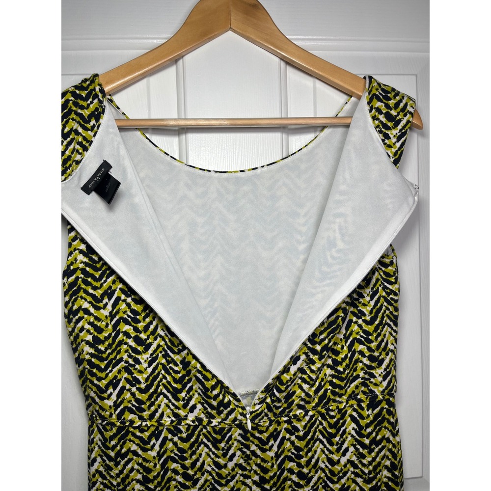 Ann Taylor Sheath Dress Womens Small Yellow Chevron Print Sleeveless Career - Picture 4 of 7